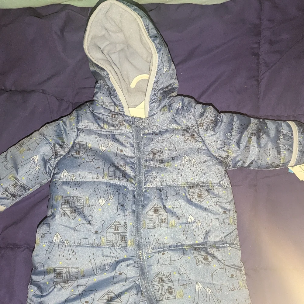 CARTER'S Printed Fleece Lined Hooded Snowsuit 6 M NWT